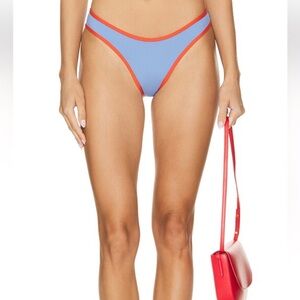 WeWoreWhat Classic Scoop Bikini Bottom in Blue & Fiery Red